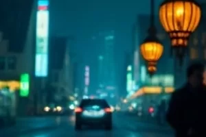 晨雾笼罩下的港口灯塔与延伸铁轨，日韩电影主推画面