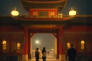 《借来的名字》剧照：镜子前模糊的人像剪影