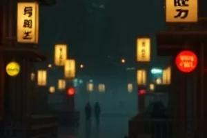《雾港来信》剧照：雨夜邮筒旁的旧台灯与摊开的信纸