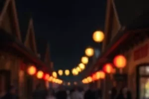 《雪落之前》剧照：落雪的木质屋檐下挂着的红灯笼